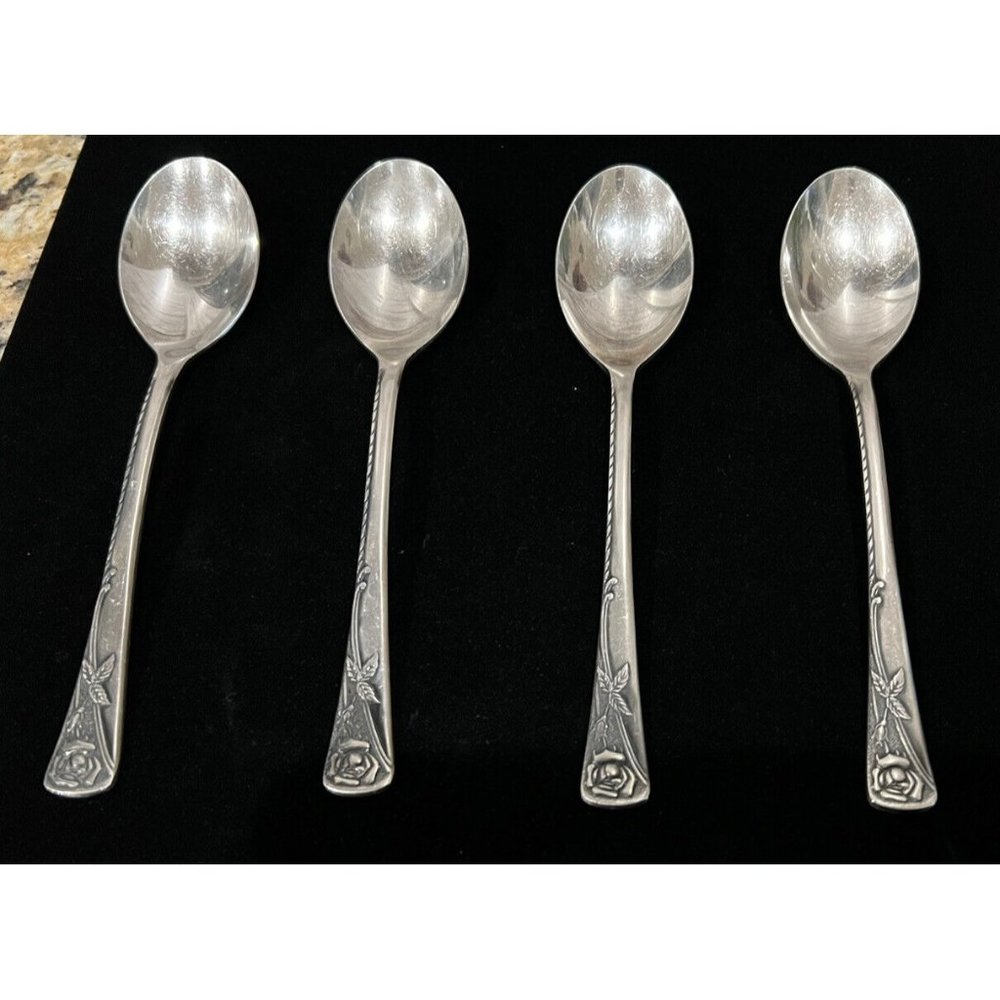 Noritake Rosetta Soup Spoons Lot Of 4